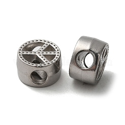 変色しない304ステンレススチール中空ビーズ  フラットラウンド  ステンレス鋼色  11x6.5mm  穴：3.8mm&nbsp;STAS-I203-45P