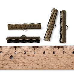 アイアン製カシメリボン止めエンドパーツ  ニッケルフリー  アンティークブロンズ  8x35mm  穴：1mm&nbsp;X-E184Y-NFAB