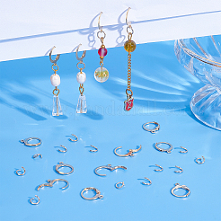 304ステンレススチールフレンチフックピアス金具80個  カン付き  100個のPVD真空メッキ304ステンレススチール丸カン付き  ゴールドカラー  14.5x12mm  穴：1.2mm  ピン：0.8x1mm&nbsp;STAS-DC0006-95