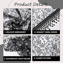 女性用布製ポリエステルヘッドバンド  三角ヘアアクセサリー  ブラック  1000x310x0.5mm&nbsp;OHAR-WH20012-01A-03