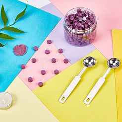 レトロシーリングスタンプ用シーリングワックス粒子キット  ステンレス鋼スプーン  ろうそく  プラスチック製の空の容器  パープル  307個/セット&nbsp;DIY-CP0003-50Q
