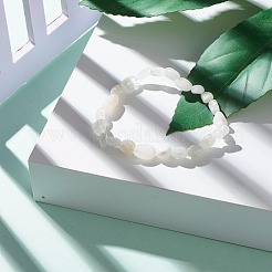 Natural Rainbow Moonstone Nuggets Beads Stretch Bracelet for Her&nbsp;BJEW-JB06951-09