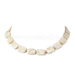 Natural Trochid Shell/Trochus Shell Rectangle Beaded Necklaces for Women&nbsp;NJEW-JN06401