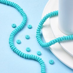 手作り樹脂粘土ビーズ連売り  ジュエリー工芸用品のDIY用  フラットラウンド  ミディアムターコイズ  6~7x3mm  穴：1.5mm  約113~116個/連  15.55インチ〜16.14インチ（39.5~41cm）&nbsp;X-CLAY-N008-008G