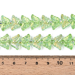 透明電気メッキガラスビーズ連売り  蝶  ABカラーメッキ  半分メッキ  薄緑  8x15x4.8mm  穴：0.9mm  約70~71個/連  24.80~25.20''（64センチメートル）&nbsp;GLAA-T023-39A-07