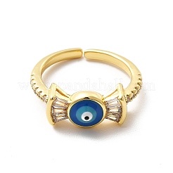 Cubic Zirconia Candy with Enamel Evil Eye Open Cuff Ring&nbsp;KK-H439-50G