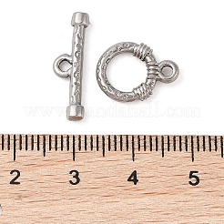 変色しない304ステンレススチールのトグル留め具  リング  ステンレス鋼色  ラウンド：14x11x2.5mm  バー：6x19x2mm  穴：2mm&nbsp;STAS-Q324-19P