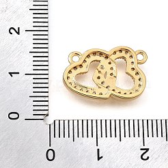 真鍮マイクロパヴェクリアキュービックジルコニアペンダント  ハートチャーム  18KGP本金メッキ  12x18x3mm  穴：1.2mm&nbsp;KK-U065-14G