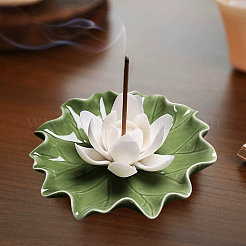 Lotus Leaf & Lotus Flower Porcelain Incense Burners&nbsp;DJEW-CN0001-38A