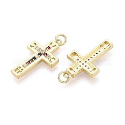 Religion Brass Micro Pave Cubic Zirconia Pendants&nbsp;KK-T080-50G