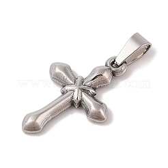 304ステンレスペンダント  クロスチャーム  宗教  ステンレス鋼色  25x17x3mm  穴：6x3mm&nbsp;STAS-M068-10P