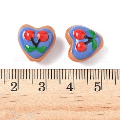 焼き絵の具、ガラス、エナメル、ビーズ  フルーツ入りハート  チェリー  13.5x13.5x9.5~10.5mm  穴：1.2mm&nbsp;LAMP-D303-02I