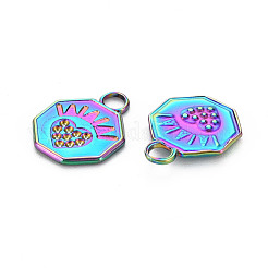 Rainbow Color 201 Stainless Steel Pendant Rhinestone Settings&nbsp;STAS-S119-024