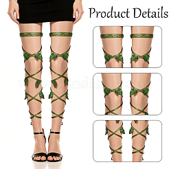 Cloth & PU Leather Festival Elastic Leaf Garter Leg Wrap for Women&nbsp;AJEW-WH20020-557A