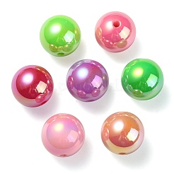 UVメッキレインボー虹色アクリルビーズ  ラウンド  ミックスカラー  17.5x17mm  穴：2.8mm&nbsp;PACR-E001-04A