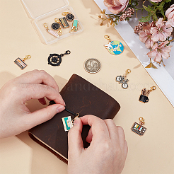 12Pcs Tourism Theme Alloy Enamel Pendant Decorations&nbsp;HJEW-BC00107