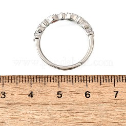 調節可能な真鍮製マイクロパヴェキュービックジルコニア女性用指輪  カドミウムフリー＆ニッケルフリー＆鉛フリー  馬の目  プラチナ  2.5mm  内径：usサイズ7 1/4（17.5mm）&nbsp;RJEW-H247-15P