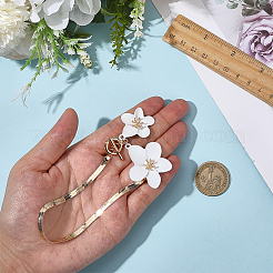Alloy & Plastic White Flower Charm Anklets for Women&nbsp;AJEW-WH20080-95A