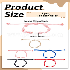 5Pcs 5 Colors Adjustable Braided Nylon Cord Bracelet Making&nbsp;MAK-LP0001-05