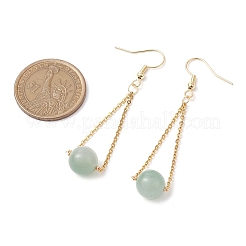 304ステンレススチールと天然石のダングルイヤリング  ラウンド  ゴールドカラー  60x12mm&nbsp;EJEW-JE06011-01