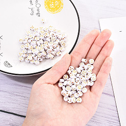 不透明な白いアクリルビーズ  ライン入り  表現がフラットなラウンド  黄金メッキ  7x4mm  穴：1.6mm  200個/セット&nbsp;MACR-YW0001-21A