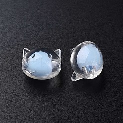 透明なアクリルビーズ  二層ビーズ  猫  ライトスカイブルー  16x18.5x14.5mm  穴：3.5mm  約78個/200g&nbsp;X1-MACR-S373-115-B08