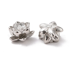 環境に優しい真鍮ビーズ  カドミウムフリー＆鉛フリー  長持ちメッキ  蓮  プラチナ  9.5x9x5mm  穴：1mm&nbsp;KK-D079-08P