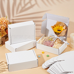 厚紙紙の配送用ボックス  郵送用折りたたみボックス  長方形  ホワイト  15x10x4cm&nbsp;CON-WH0089-57