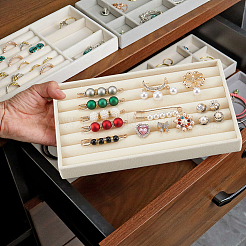 Rectangle Wood Covered with Velvet Jewelry Ring Display Trays&nbsp;AJEW-WH20054-062E-01