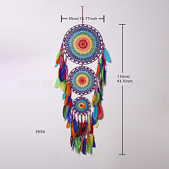 Indian Style Iron Woven Web/Net with Feather Pendant Decorations&nbsp;PW-WG84324-01