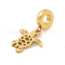 304ステンレススチール製ヨーロピアンダングルチャーム  大穴ペンダント  亀のチャーム  ゴールドカラー  25.5mm  穴：4.5mm&nbsp;STAS-U005-18G