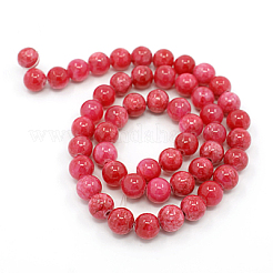 染め天然ヒスイビーズ連売り  ラウンド  レッド  8mm  穴：1.2~1.5mm  約50個/連  16インチ&nbsp;G-D434-8mm-08-1