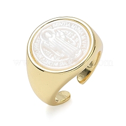 Brass & White Shell Cuff Open Rings&nbsp;KK-CBA56EF-42A-G