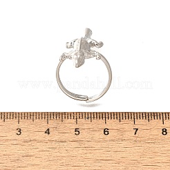 女性のための調節可能な真鍮の指輪  カドミウムフリー＆鉛フリー  ヤモリ  プラチナ  35x14mm  内径：17mm&nbsp;RJEW-B114-02P