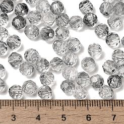 透明色ガラスラウンドビーズ  丸い穴  多面カット  ブラック  6x5.5mm  穴：1.2mm  約2000個/ポンド&nbsp;SEED-F006-04A-08