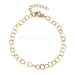304ステンレススチールローロチェーンブレスレット女性用  イオンプレーティング（ip）  ゴールドカラー  6-1/2インチ（16.4cm）&nbsp;BJEW-U043-02G