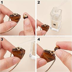 ファセット天然宝石開閉式香水瓶ペンダント  エッセンシャルオイルボトル  長方形のベルベットポーチ付き  37.5x23x13.5mm  穴：1.8mm  容量：約2ml（0.06液量オンス）  2個/袋&nbsp;G-NB0002-16