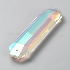 ファセット透明ガラスのビッグペンダント  クリアAB  八角形  120x29x13.5mm  穴：1.8mm&nbsp;GLAA-WH0038-39A