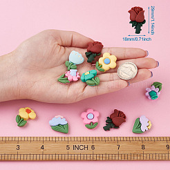 オペーク樹脂カボション  花  ミックスカラー  29x18x6mm  120個/セット&nbsp;CRES-TA0001-04