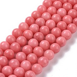 天然石マレーシアジェイドビーズ連売り  模造菱マンガン鉱  ラウンド  染め  鮭色  6mm  穴：0.8mm  約64個/連  15インチ&nbsp;G-A146-6mm-B08