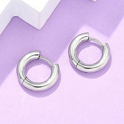 Tarnish Resistant 304 Stainless Steel Huggie Hoop Earrings&nbsp;EJEW-F111-14mm-P