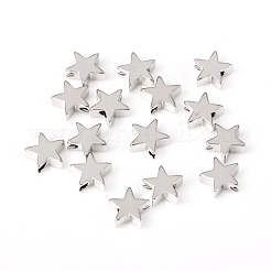 真鍮ビーズ  スター  長持ちメッキ  プラチナ  8x8x3.5mm  穴：1.5mm&nbsp;KK-E787-03P