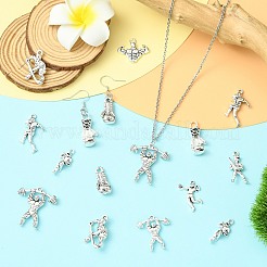 80pcs10スタイルチベットスタイルアロイペンダント  アンティークシルバー  20~30x10~23x3~6.5mm  穴：1.4~2.5mm  8個/スタイル&nbsp;FIND-CJ0005-15