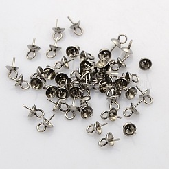 201 ステンレス カップ パール ペグ ベイル ピン ペンダント  片穴パーツ用  ステンレス鋼色  7x4mm  穴：1.5mm  ピン：0.7mm&nbsp;STAS-N023-01-4mm