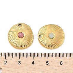 混合天然石ペンダント  304ステンレススチール製金具付き  イオンプレーティング（ip）  フラットラウンドのチャーム  18KGP本金メッキ  19.5x18.5x4.5mm  穴：1.5mm&nbsp;STAS-F312-21G