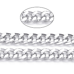 アルミカーブチェーン  ダイヤモンドカットキューバチェーン  溶接されていない  銀  19x14x4mm&nbsp;CHA-N003-23S