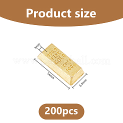 亜鉛合金模造金レンガ200個  ホームオフィスの風水装飾用  ゴールドカラー  14x6.5x3mm&nbsp;DJEW-DC0001-22