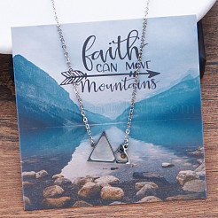 304 Stainless Steel Mustard Seed Faith Mountain Pendant Necklaces with Natural White Shell for Women&nbsp;WG2DB0E-02