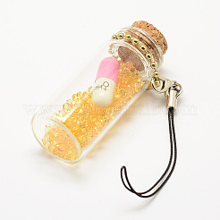 Glass Wishing Bottle Pendant Decoration&nbsp;HJEW-F003-01
