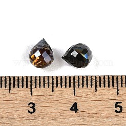 電気メッキガラスビーズ  半分虹メッキ  多面カット  ティアドロップ  ブラック  8x6mm  穴：1mm&nbsp;EGLA-C008-01A-HR02